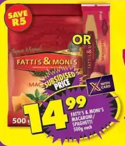 Shoprite Fatti's & moni's macaroni/ spaghetti offer