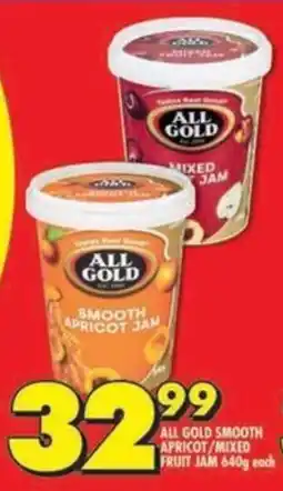 Shoprite All gold smooth apricot/mixed fruit jam offer