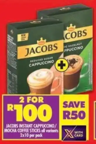 Shoprite Jacobs instant cappuccino/ mocha coffee sticks all variants offer