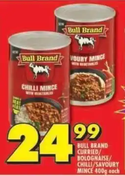 Shoprite Bull brand curried bolognaise/ chilli/savoury mince offer