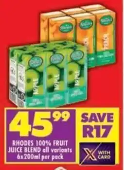 Shoprite Rhodes 100% fruit juice blend all variants offer