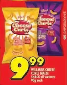 Shoprite Willards cheese curls maize snack all variants offer