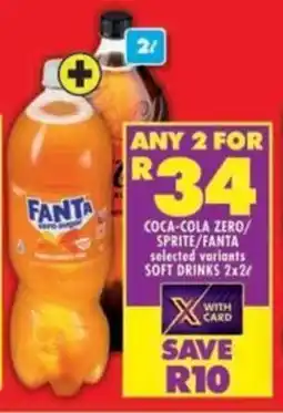 Shoprite Coca-cola zero/ sprite/fanta selected variants soft drinks offer