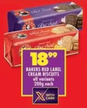 Shoprite Bakers red label cream biscuits all variants offer