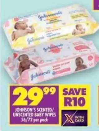 Shoprite Johnson's scented/ unscented baby wipes offer