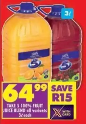 Shoprite Take 5 100% fruit juice blend all variants offer