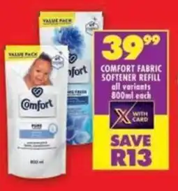 Shoprite Comfort fabric softener refill all variants offer