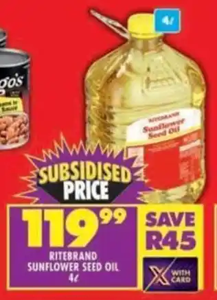 Shoprite Ritebrand sunflower seed oil offer