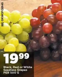 OK Foods Black, Red or White Seedless Grapes offer