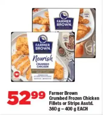 OK Foods Farmer Brown Crumbed Frozen Chicken Fillets or Strips Asstd. offer