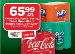 OK Foods Coca-Cola, Fanta, Sprite, Twist, Sparletta or Stoney Asstd. Soft Drink Cans offer