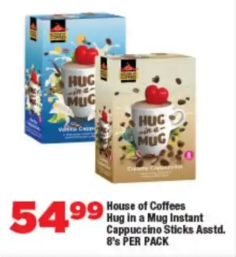 OK Foods House of Coffees Hug in a Mug Instant Cappuccino Sticks Asstd. offer