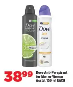 OK Foods Dove Anti-Perspirant for Men or Women Asstd. offer