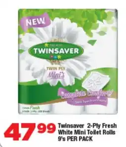 OK Foods Twinsaver 2-Ply Fresh White Mini Toilet Rolls offer