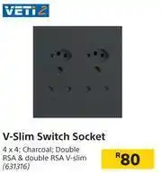 Builders Warehouse Veri 2 V-Slim Switch Socket 4 x 4 (Charcoal) offer
