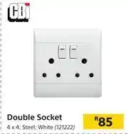 Builders Warehouse CBi Double Socket 4 x 4 (Steel, White) offer
