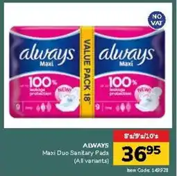 Jumbo ALWAYS Maxi Duo Sanitary Pads offer