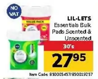 Jumbo LIL-LETS Essentials Bulk Pads Scented & Unscented offer