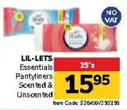 Jumbo LIL-LETS Essentials Pantyliners Scented & Unscented offer