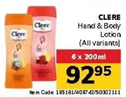 Jumbo CLERE Hand & Body Lotion offer