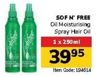 Jumbo SOF N' FREE Oil Moisturising Spray Hair Oil offer