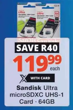 Checkers Hyper Sandisk Ultra microSDXC UHS-1 offer