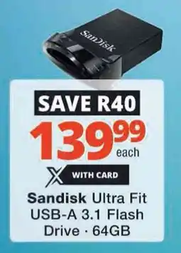 Checkers Hyper Sandisk Ultra Fit USB-A 3.1 Flash Drive offer