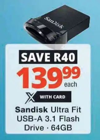 Checkers Hyper Sandisk Ultra Fit USB-A 3.1 Flash Drive offer