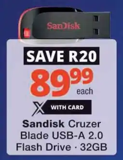 Checkers Hyper Sandisk Cruzer Blade USB-A 2.0 Flash Drive offer