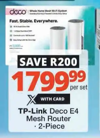 Checkers Hyper TP-Link Deco E4 Mesh Router offer