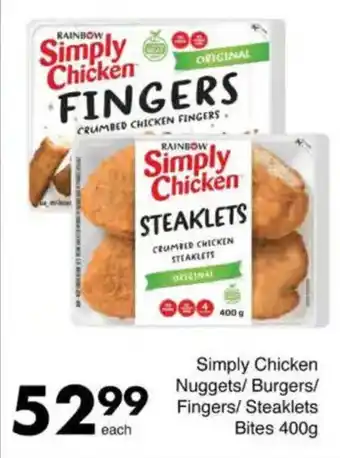 Save Simply Chicken Nuggets/Burgers/ Fingers/Steaklets Bites offer