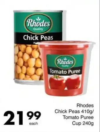 Save Rhodes Chick Peas/ Tomato Puree Cup offer