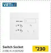 Builders Warehouse Veti 2 Switch Socket 2USB, 4 x 4 offer