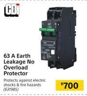 Builders Warehouse CBI 63A Earth Leakage No Overload Protector offer