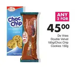 Save De Vries Double Velvet/ Choc Chip Cookies offer