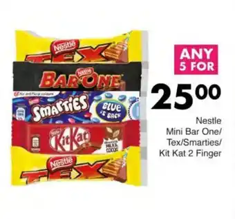 Save Nestle Mini Bar One/ Tex/Smarties/ Kit Kat 2 Finger offer