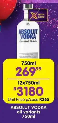 Shoprite Liquor Absolut vodka all variants offer