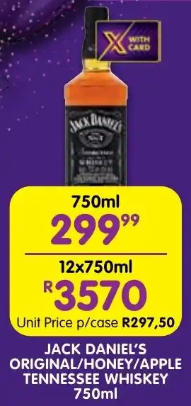 Shoprite Liquor Jack daniel's original/honey/apple tennessee whiskey offer