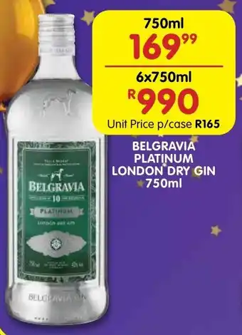 Shoprite Liquor Belgravia platinum london dry gin offer