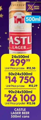 Shoprite Liquor Castle lager beer cans offer