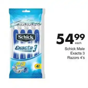 Save Schick Male Exacta 3 Razors offer