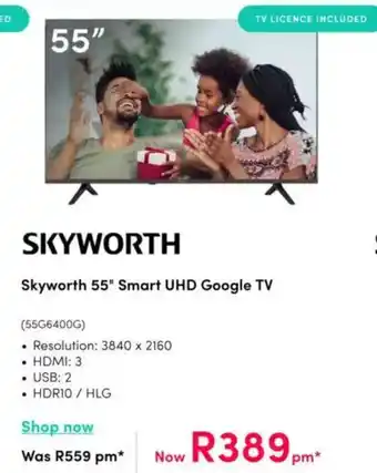 Teljoy Skyworth 55" Smart UHD Google TV offer