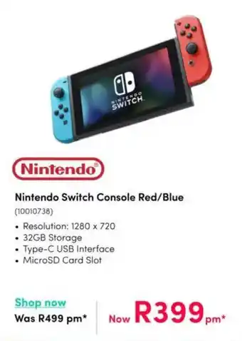 Teljoy Nintendo Switch Console Red/Blue offer