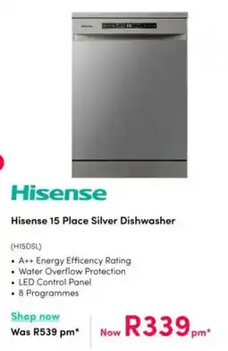 Teljoy Hisense 15 Place Silver Dishwasher offer