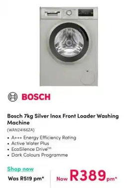 Teljoy Bosch Silver Inox Front Loader Washing Machine offer