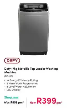 Teljoy Defy Metallic Top Loader Washing Machine offer