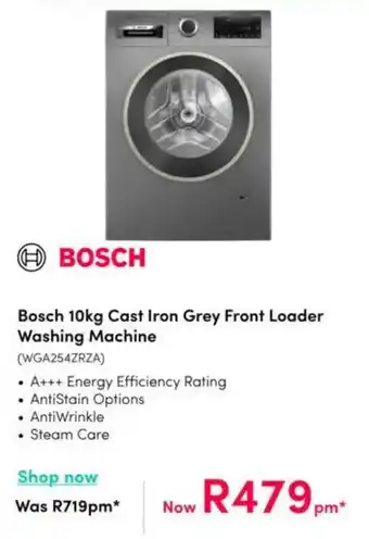 Teljoy Bosch Cast Iron Grey Front Loader Washing Machine offer