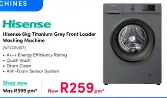 Teljoy Hisense Titanium Grey Front Loader Washing Machine offer