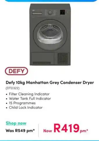 Teljoy Defy Manhattan Grey Condenser Dryer offer