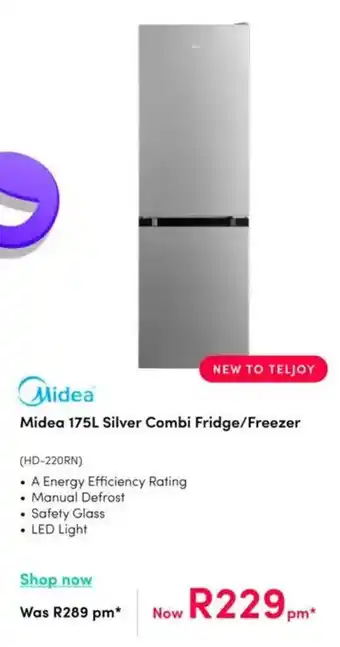 Teljoy Midea Silver Combi Fridge/Freezer offer